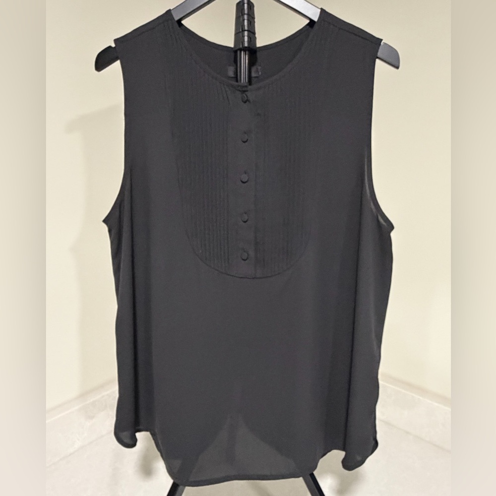 J. Crew Black Sleeveless Blouse with Button Detail
